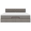 vidaXL ottoman seng med madras & LEDs 180x200cm stof gråbrun