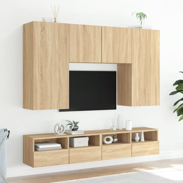 vidaXL v&aelig;gh&aelig;ngt tv-bord 100x30x30 cm konstrueret tr&aelig; sonoma-eg