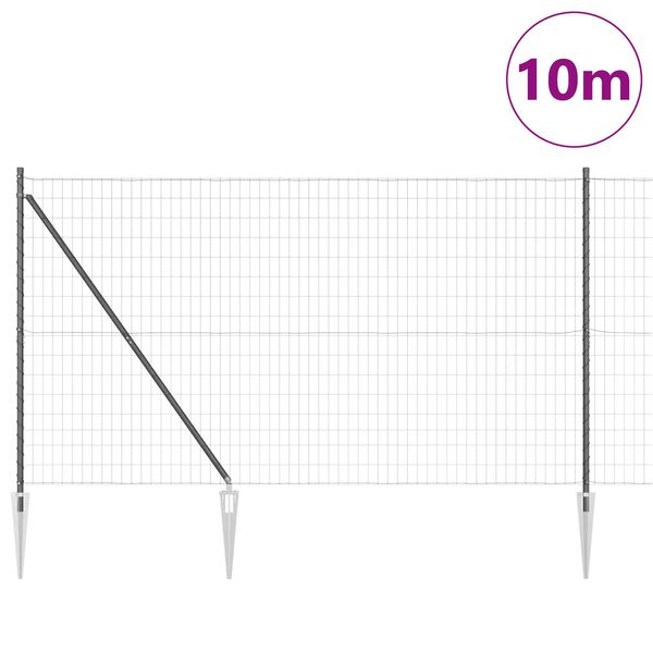 vidaXL Hegn med post Gr&aring; 1,5 x 10 m St&aring;l og PVC