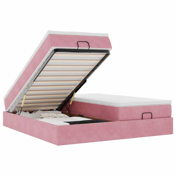 vidaXL osmannisk sengeramme med madrasser 160x200 cm fl&oslash;jl lyser&oslash;d