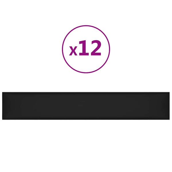 vidaXL v&aelig;gpaneler 12 stk. 90x15 cm 1,62 m&sup2; kunstl&aelig;der sort