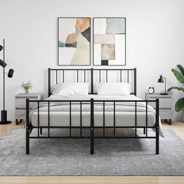 vidaXL sengeborde 2 stk. 40x35x50 cm konstrueret tr&aelig; gr&aring; sonoma-eg