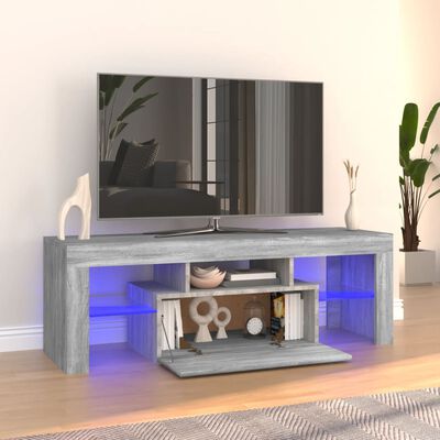 vidaXL tv-bord med LED-lys 120x35x40 cm grå sonoma-eg