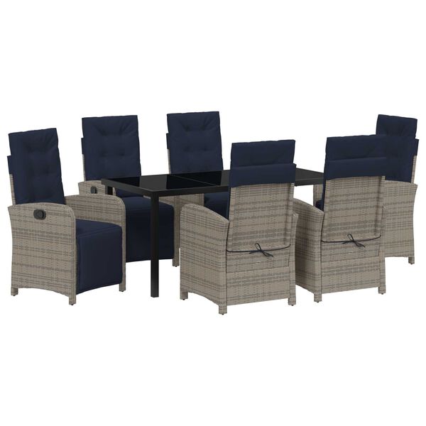 vidaXL Have Spisebordss&aelig;t med pude 7 pcs Gr&aring; polyrattan