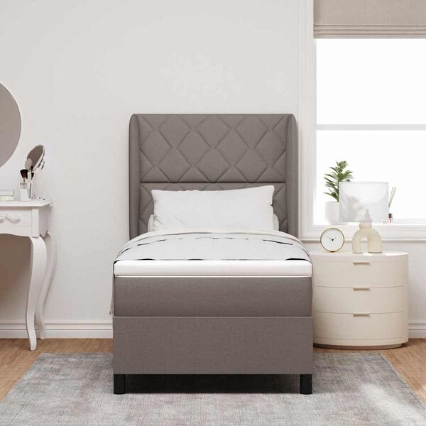 vidaXL Box spring seng med madras Gr&aring;brun 100 x 200 cm Stof