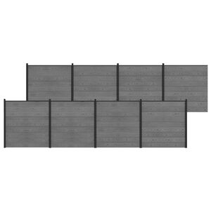 vidaXL Hegnss&aelig;t 1391 x 186 cm WPC og Aluminium Gr&aring;