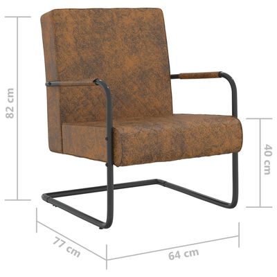 vidaXL stol med cantilever stof brun
