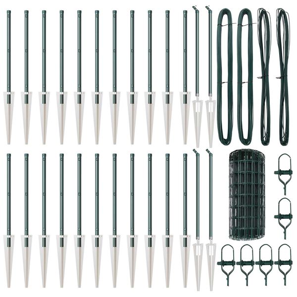 vidaXL Hegn med post Gr&oslash;n 0,4 x 50 m St&aring;l og PVC