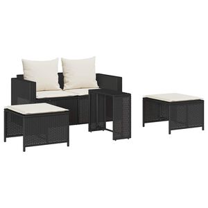 vidaXL sofas&aelig;t til haven 5 dele med hynder stabelbar polyrattan sort