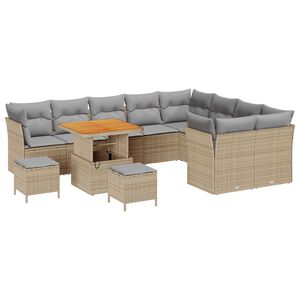 vidaXL Havesofa Sæt 12 pcs Beige polyrattan