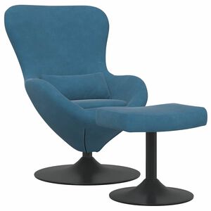 vidaXL &AElig;g Stol med Fodskammel with Footstool Bl&aring; Fl&oslash;jl