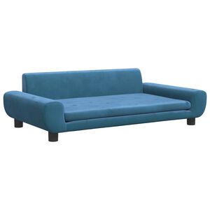 vidaXL sofa til b&oslash;rn 100x54x33 cm velour bl&aring;