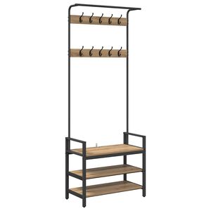 vidaXL Jakkeholder Artisan Egetr&aelig; 75 x 34 x 184 cm Konstrueret tr&aelig;