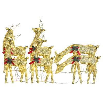 vidaXL julerensdyr 6 stk. trådnet varmt hvidt lys guldfarvet