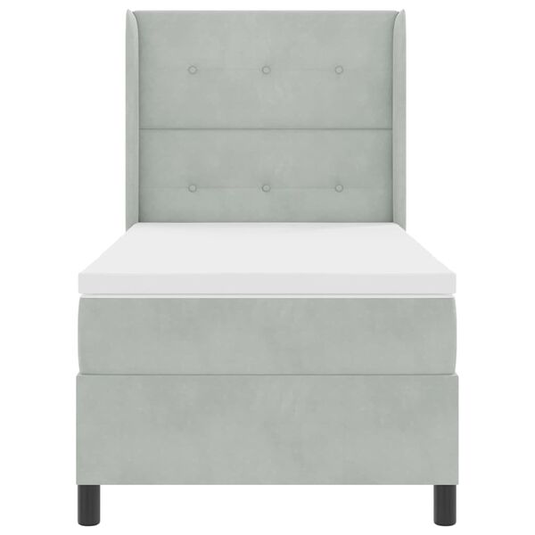 vidaXL Box spring seng med madras Lysegr&aring; 90 x 190 cm Fl&oslash;jl