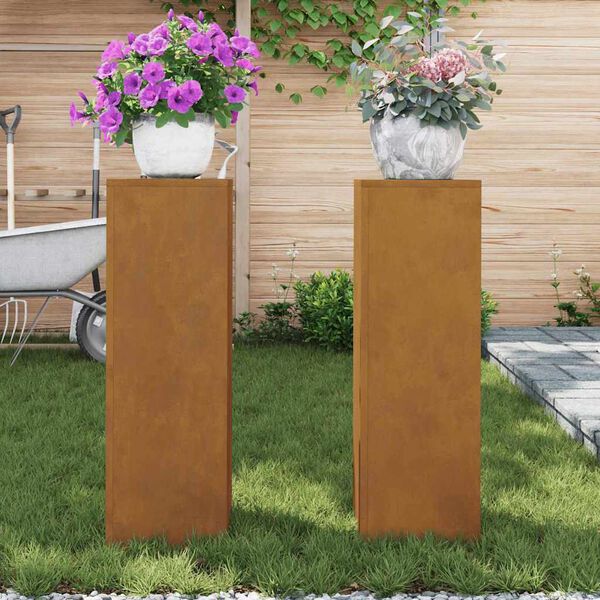 vidaXL Planteholder 2 pcs Rusten 24 x 24 x 75 cm Cortenst&aring;l