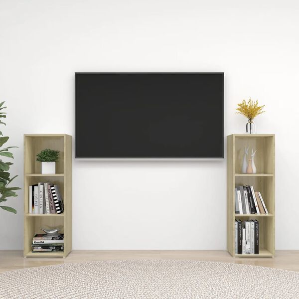vidaXL tv-skabe 2 stk. 107x35x37 cm konstrueret træ sonoma-eg