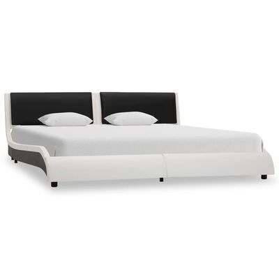 vidaXL sengestel med LED 180 x 200 cm kunstlæder hvid og sort