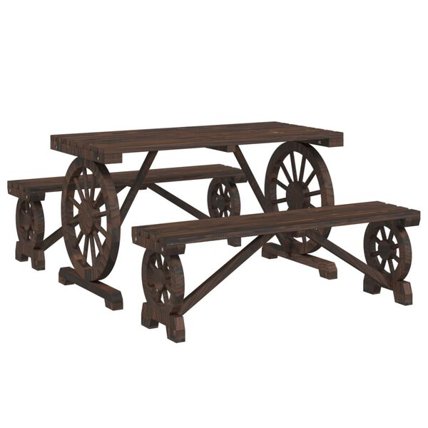 vidaXL spisebordssæt til haven 3 dele massivt grantræ