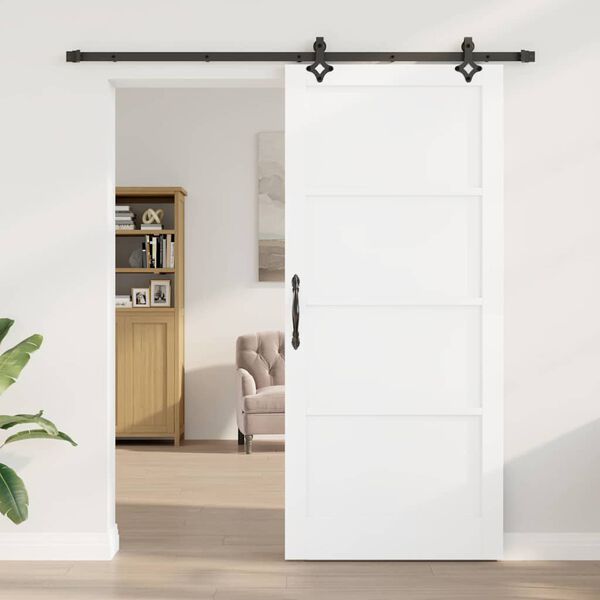 vidaXL Skyded&oslash;r Hvid og sort 93 x 211 cm Massiv fyrretr&aelig;