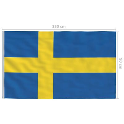 vidaXL Sverige flag og flagstang aluminium 4 m