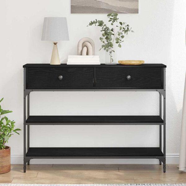 vidaXL Konsolbord med skuffe Sort eg 72,5 x 25 x 75 cm Konstrueret tr&aelig;