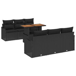 vidaXL Havesofa S&aelig;t med opbevaring 7 pcs Sort Poly rattan