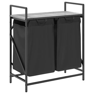 vidaXL vasketøjskurv 2 rum med hylde grå sonoma-eg