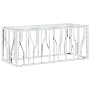 vidaXL sofabord 110x45x45 cm rustfrit st&aring;l og glas