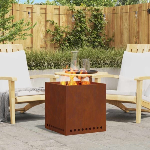 vidaXL R&oslash;gfri ildsted Brun 48 x 48 x 50 cm Cortenst&aring;l