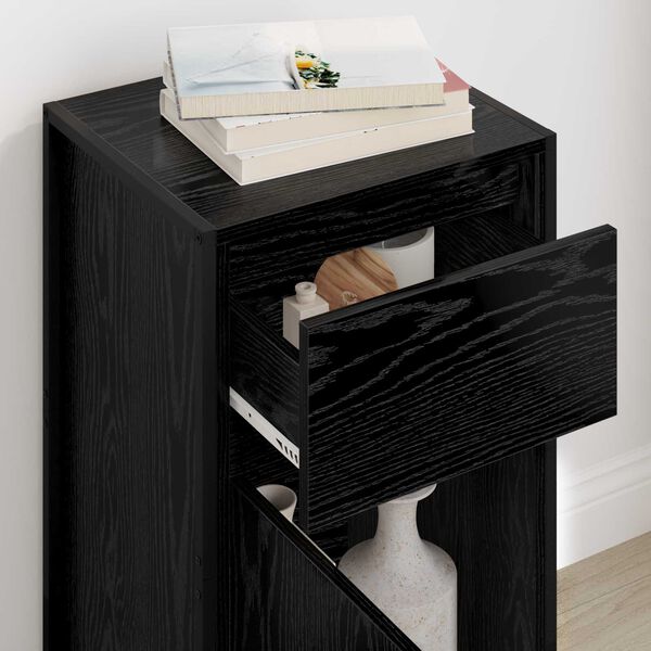 vidaXL Sideboard med skuffe Sort eg 81 x 36 x 150.5 cm Konstrueret tr&aelig;