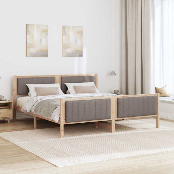 vidaXL Sengestel Brun og taupe 180 x 200 cm Massivt fyrretr&aelig;