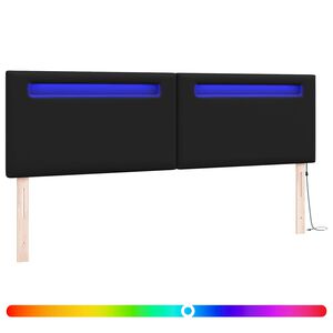 vidaXL LED sengegavl Sort 180 cm Faux l&aelig;der