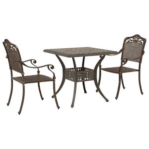 vidaXL Havebord s&aelig;t 3 pcs Bronze Gustt aluminium