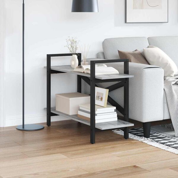 vidaXL Bogreol Gr&aring; Sonoma 100 x 33,5 x 64 cm Konstrueret tr&aelig;