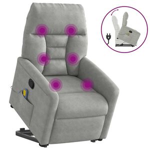 vidaXL massagestol med l&oslash;ftefunktion mikrofiberstof lysegr&aring;