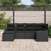 vidaXL Havesofa Sæt med pude 6 pcs Sort Poly rattan