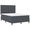 vidaXL LED Box Spring Bed M&oslash;rkegr&aring; og Hvid 160 x 200 cm Velourstof
