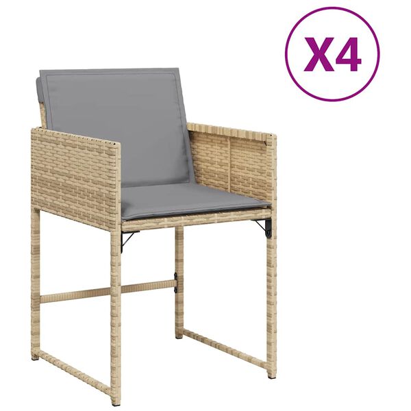 vidaXL havestole 4 stk. med hynder polyrattan blandet beige