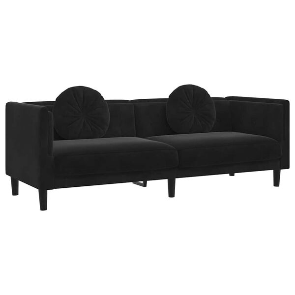 vidaXL 3-personers sofa med hynder velour sort
