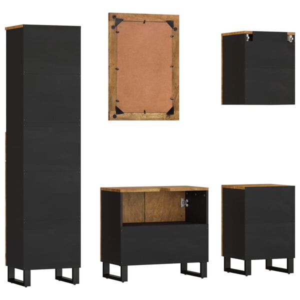 vidaXL møbelsæt til badeværelse 5 dele massivt mangotræ