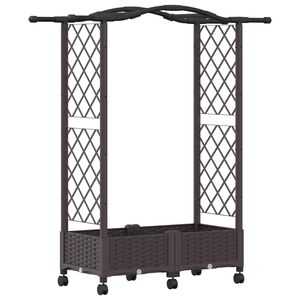 vidaXL H&aelig;vet Bed med Trellis og Tag Brun 124 x 40 x 129 cm PP