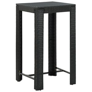 vidaXL barbord til haven 60,5x60,5x110,5 cm polyrattan sort
