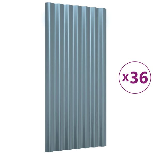 vidaXL tagplader 36 stk. 80x36 cm galvaniseret st&aring;l gr&aring;