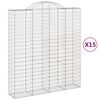 vidaXL buede gabionkurve 15 stk. 200x50x220/240 cm galvaniseret jern