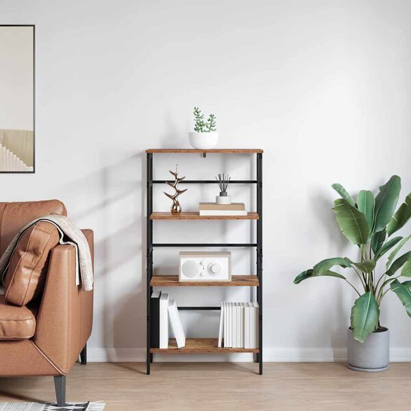 vidaXL Bogreol Gammelt tr&aelig; 60 x 29,5 x 115 cm Konstrueret tr&aelig;