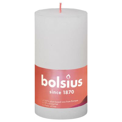 Bolsius rustikke søjlestearinlys Shine 4 stk. 130x68 mm råhvid