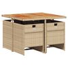 vidaXL spisebordssæt til haven 5 dele med hynder polyrattan beige