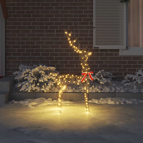 vidaXL 3D Rensdyr med 140 LED'er Varm hvid 70 x 41 x 128 cm Rattan