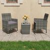 vidaXL bistrosæt 3 dele polyrattan og hærdet glas grå